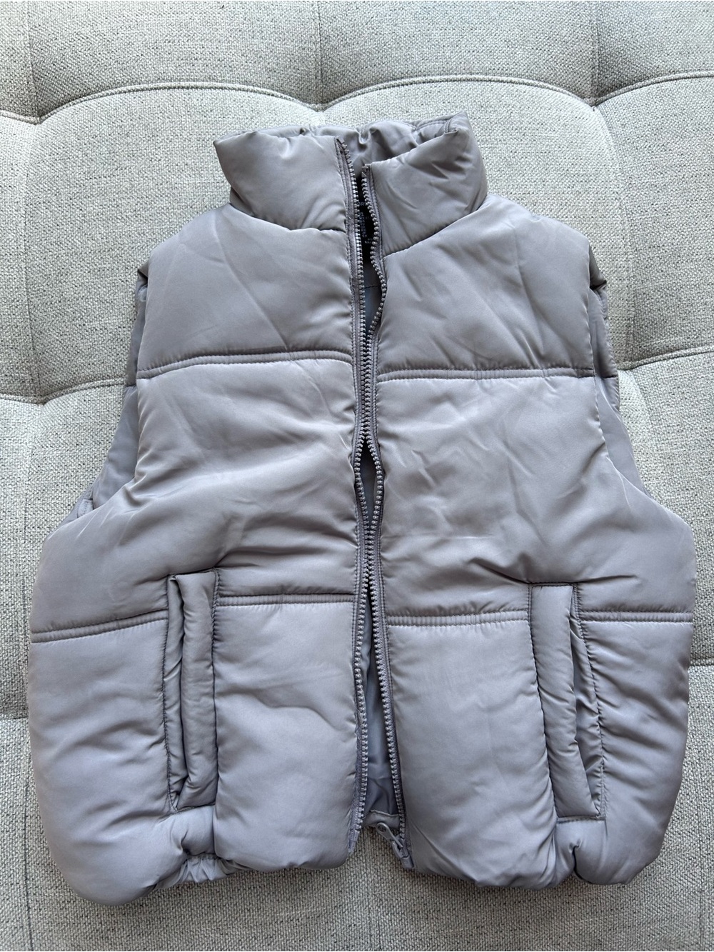 Forever 21 Light Gray Quilted Puffer Vest